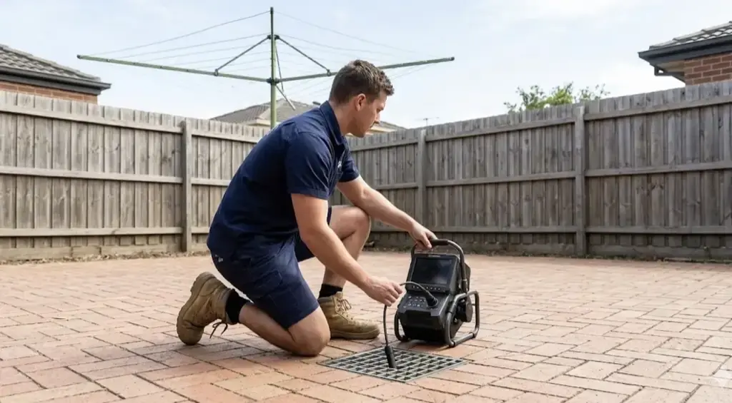 Blocked drain inspection with CCTV camera in Melbourne